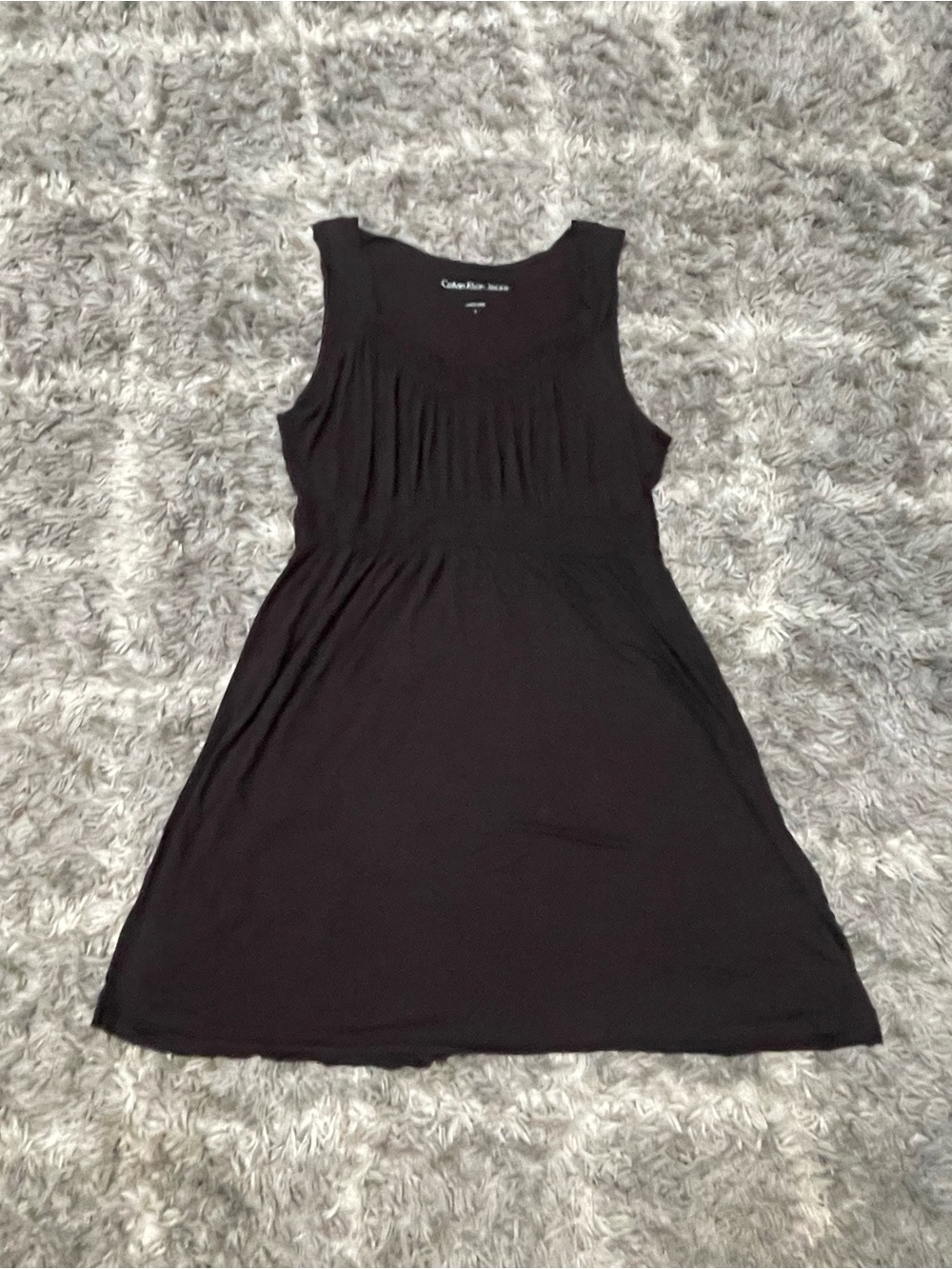 Calvin Klein Jeans Black Sleeveless Gathered Scoop Neck Casual Tank Dress